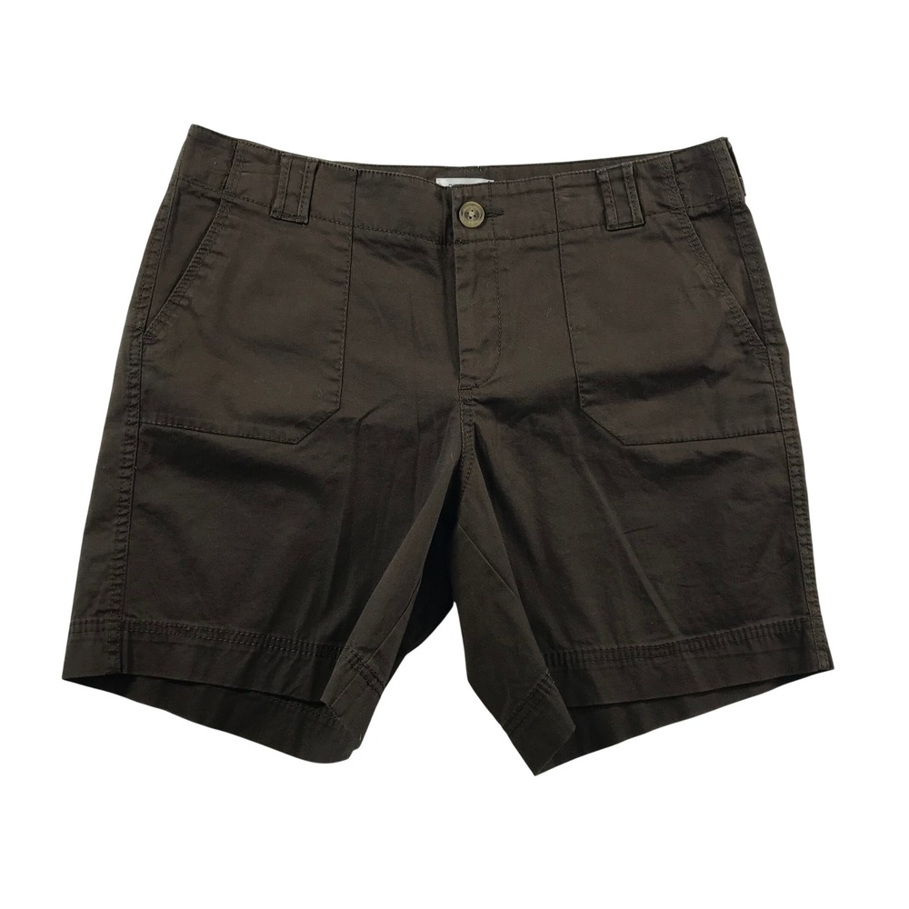 Dockers Womens Brown Slightly Curvy Low Rise Utility Chino Shorts Size 10